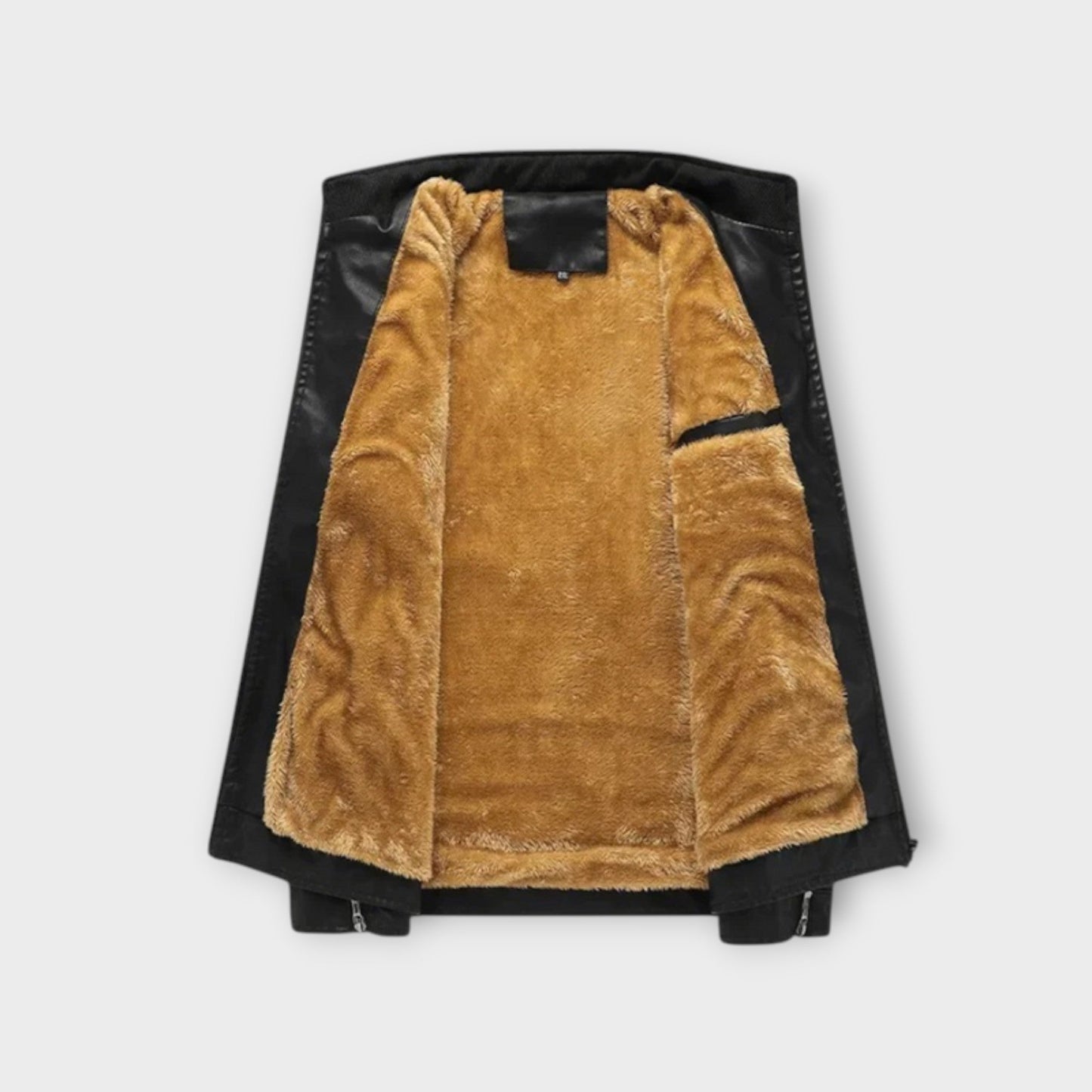 Veste en Cuir Doublée en Fleece Rétro