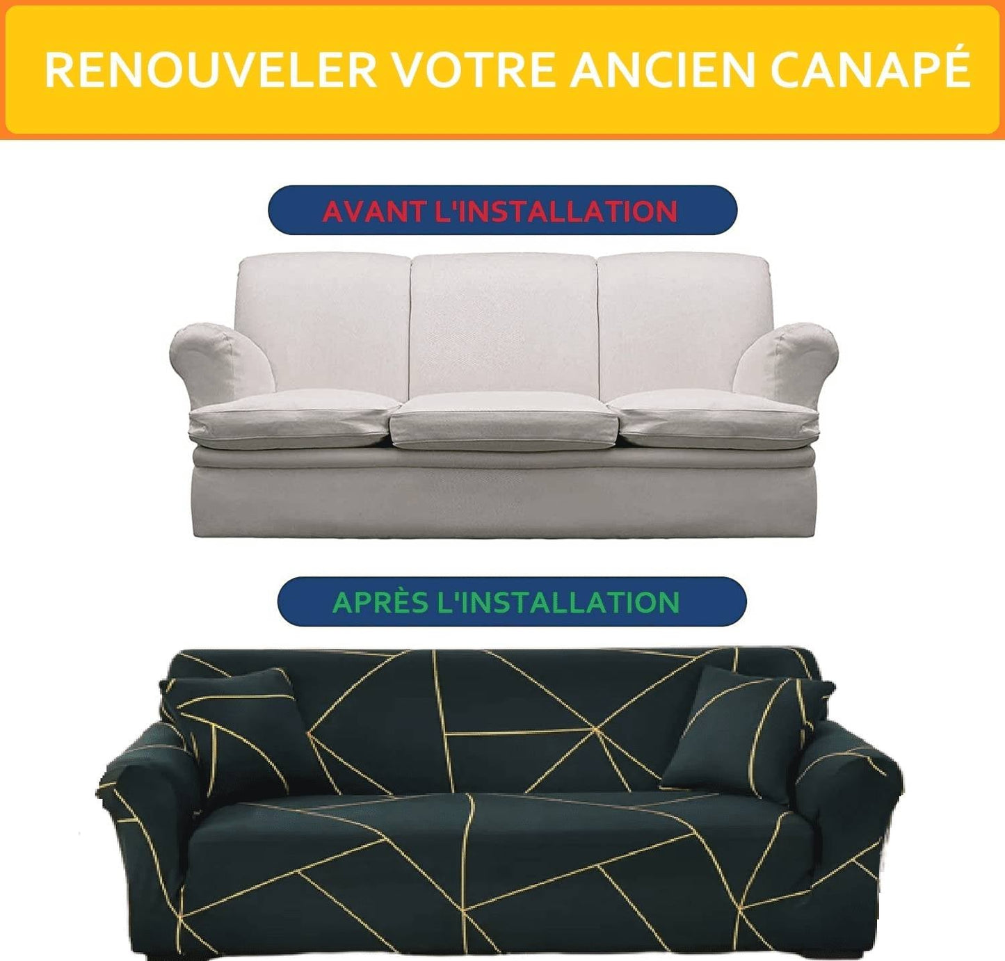 Housse de Canapé avec Appui Tête Amovible - Protection Optimale