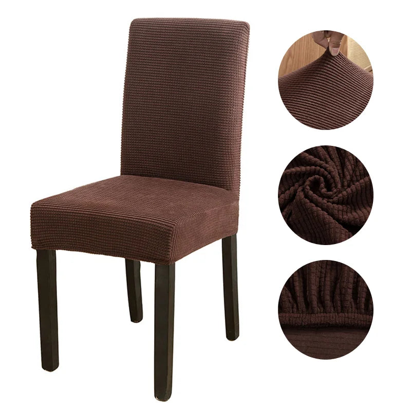 Housse de Chaise en Jacquard Brun