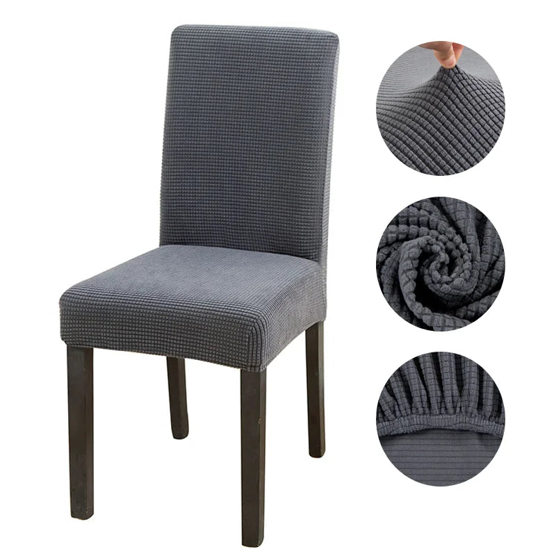 Housse de Chaise en Jacquard Gris