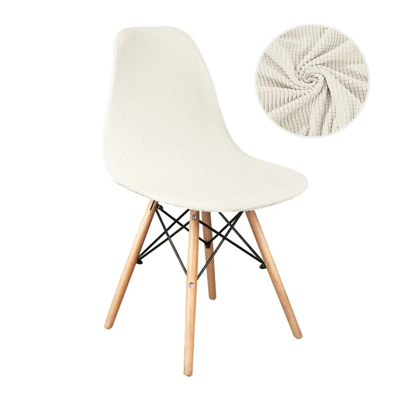 Housse de Chaise Scandinave en Tissu Jacquard Blanc
