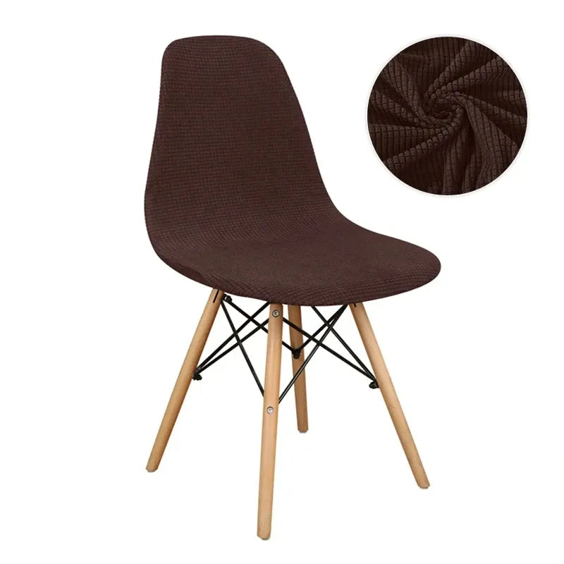 Housse de Chaise Scandinave en Tissu Jacquard Brun