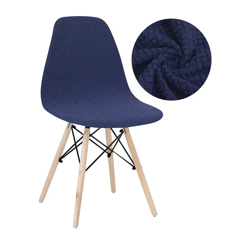 Housse de Chaise Scandinave en Tissu Jacquard Premium Bleu Marine