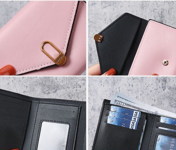 Petit portefeuille à rabat pour femme