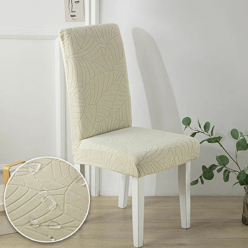 Housse Chaise Extensible - Jacquard - Motif Feuilles