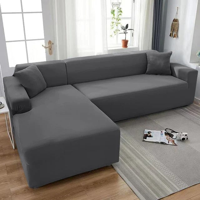 Housse de Canapé d'Angle - Gris Foncé