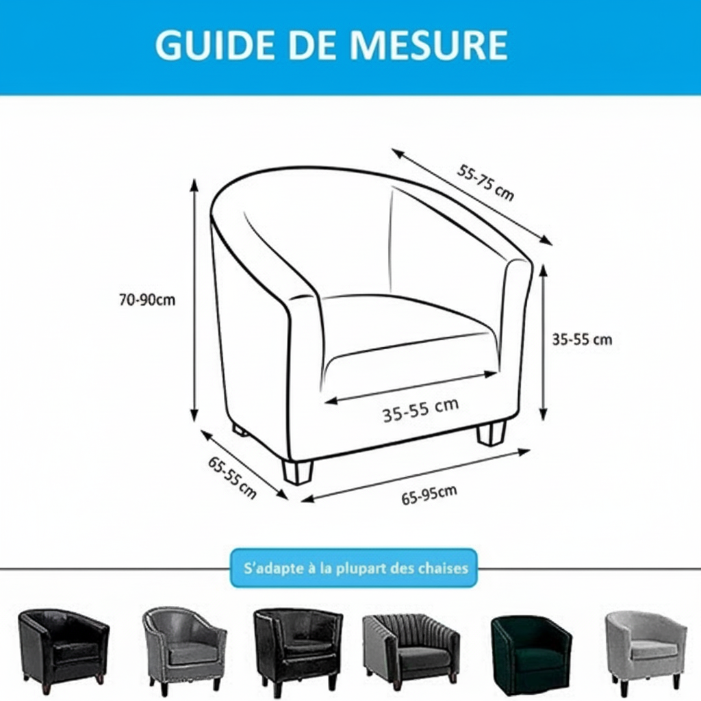 Housse de Fauteuil Universelle Extensible - Couleur Gris Acier Élégant