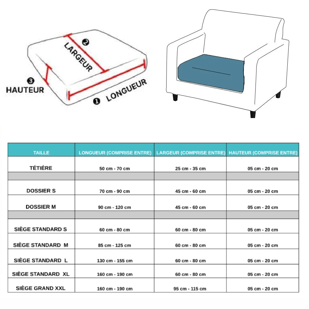 Housse de Coussin d'Assise pour Canapé - Tissu Ultra Doux en Velours Bleu
