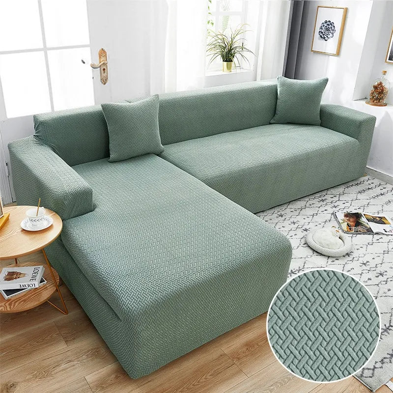 Housse de Canapé d'Angle en Jacquard Premium Vert