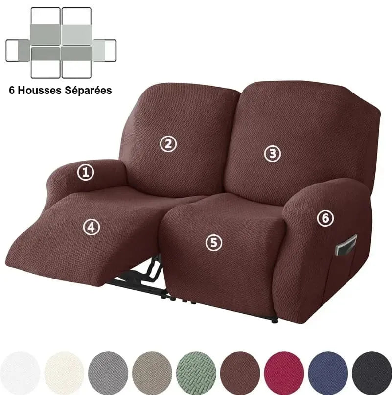 Housse de Canapé Relax 2 Places en Jacquard Premium Brun