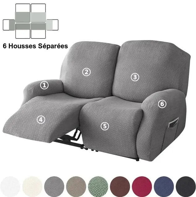 Housse de Canapé Relax 2 Places en Jacquard Premium Gris Clair