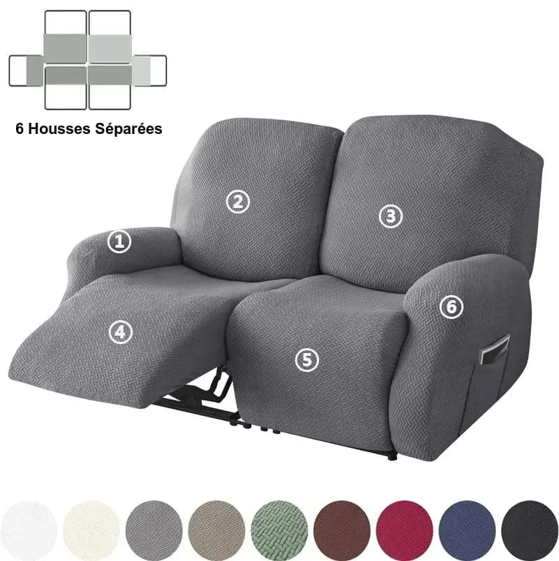 Housse de Canapé Relax 2 Places en Jacquard Premium Gris