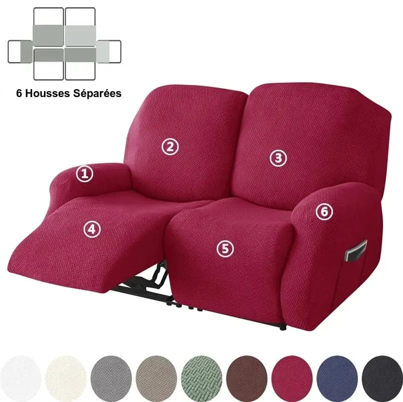 Housse de Canapé Relax 2 Places en Jacquard Premium Rouge