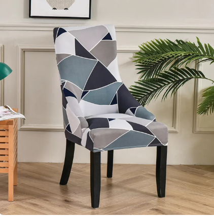 Housse de chaise Inclinée <br> Géométrique Bleu
