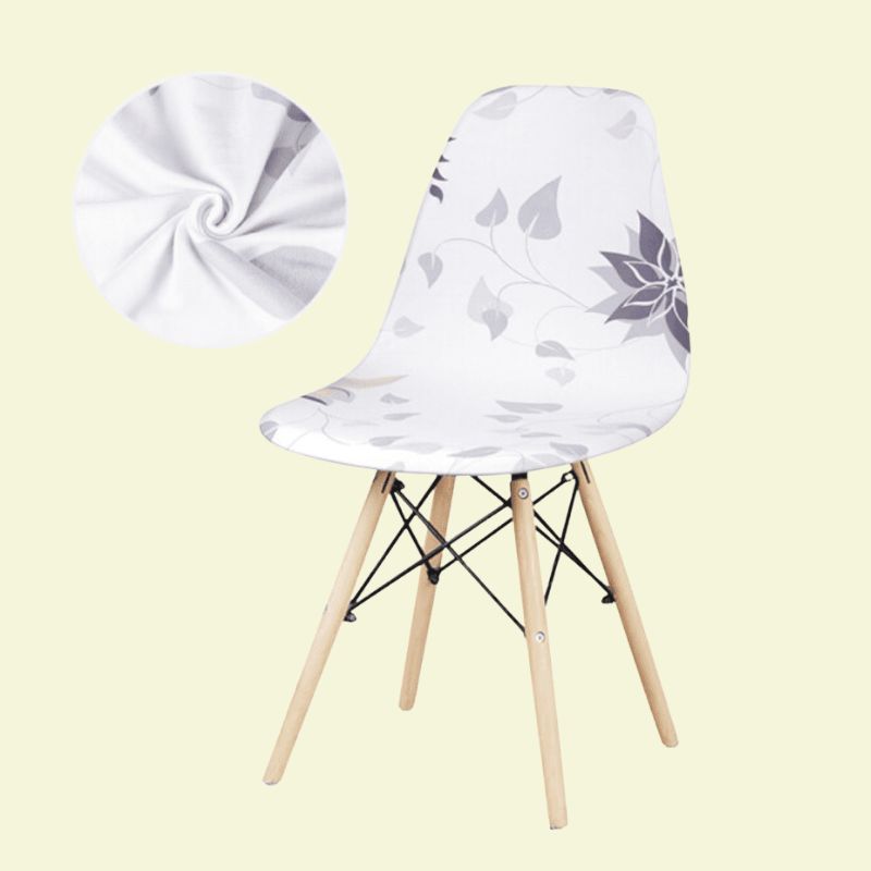 Housse chaise Scandinave <br> Fleurie (Blanc)