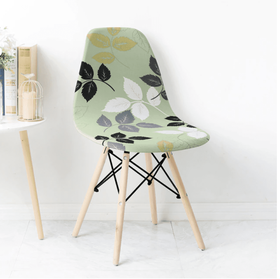Housse chaise Scandinave <br> Fleurie (Vert)