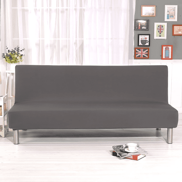 Housse de Canapé Clic Clac Extensible Gris Uni - Housse Clic Clac Gris en Tissu Élastique