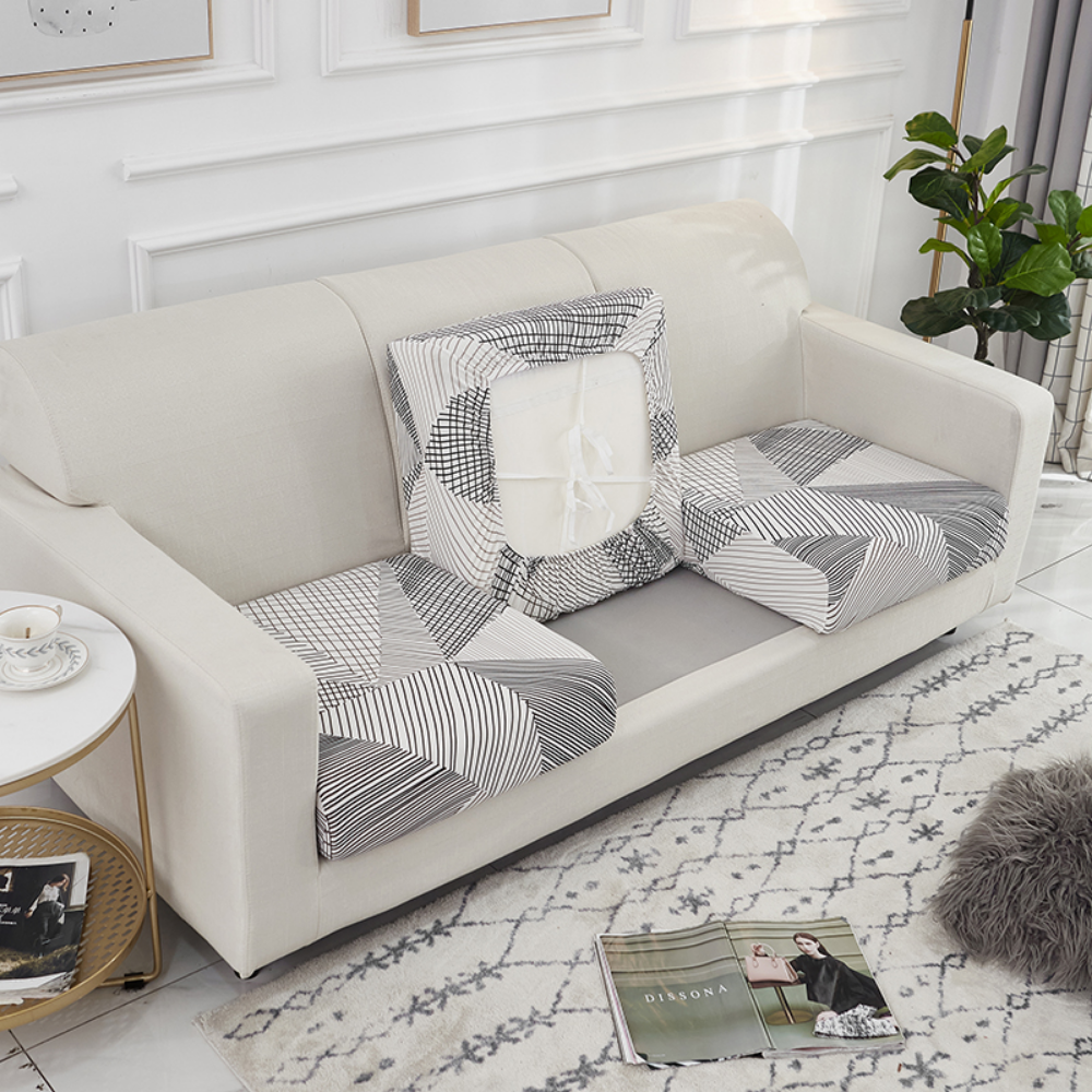 Housse de Coussin Canapé <br> Géométrique Gris