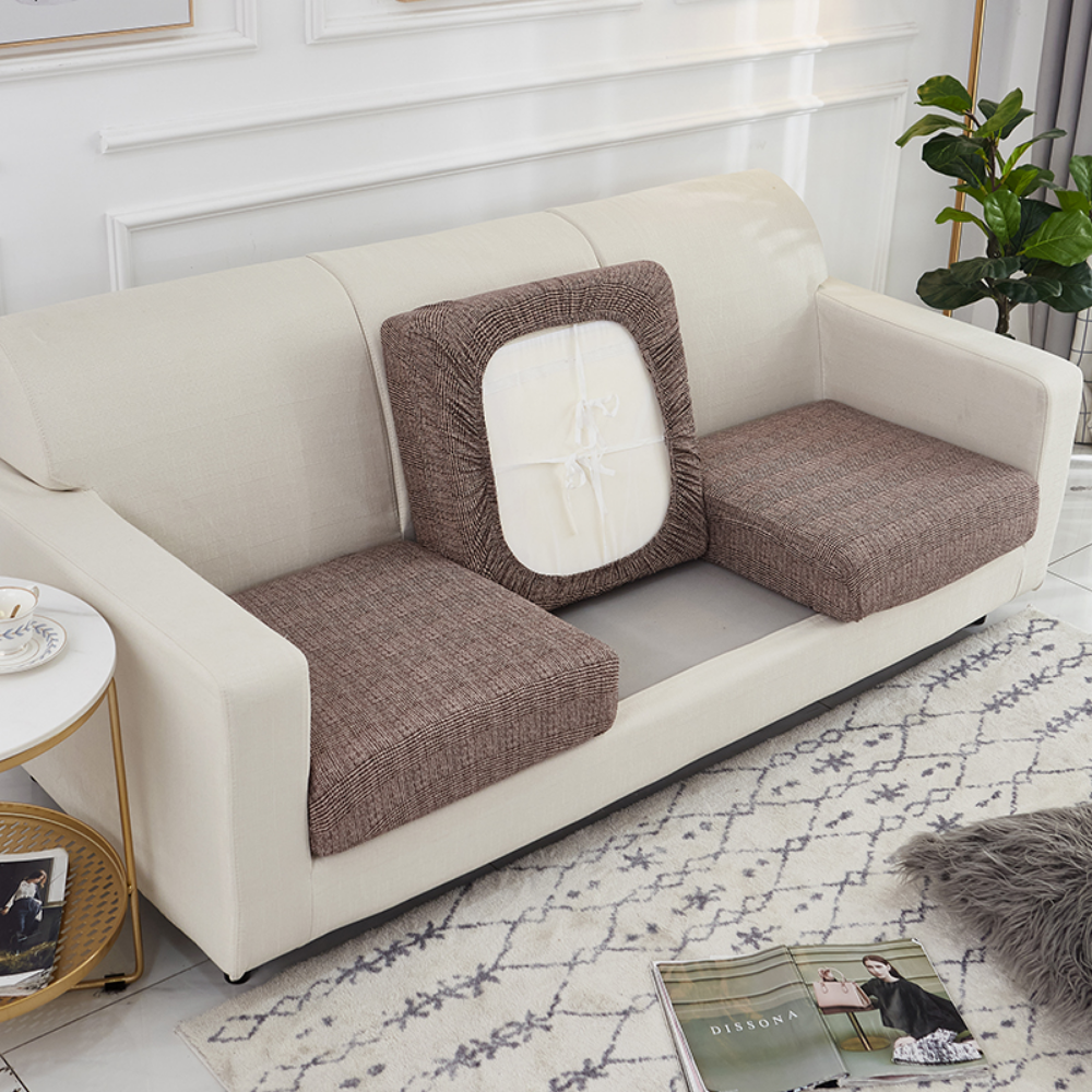 Housse de Coussin Canapé <br> Imprimé Marron Clair