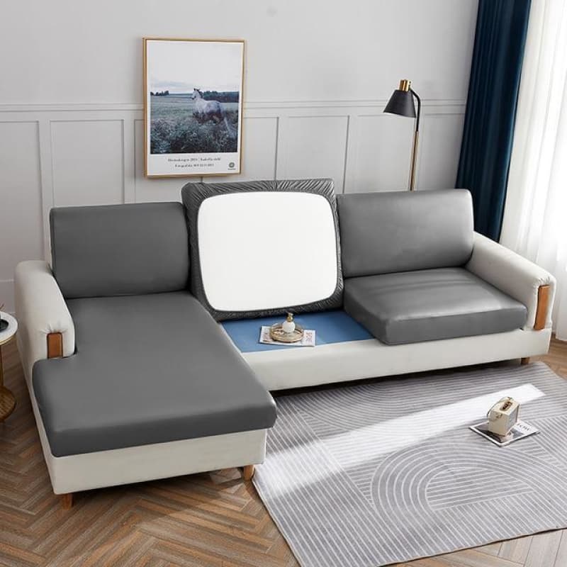 Housse Coussin Canapé Apparence Cuir Gris