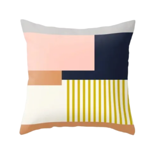 Housse de coussin Géométrique <br> Rose et Dorée