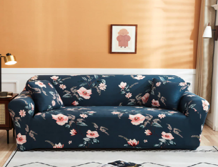 Housse Canapé <br>Fleurie Bleu et Rose