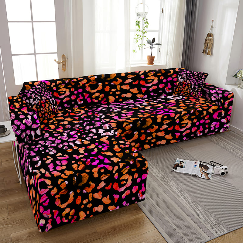 Housse de Canapé Léopard <br> Rose Orangé