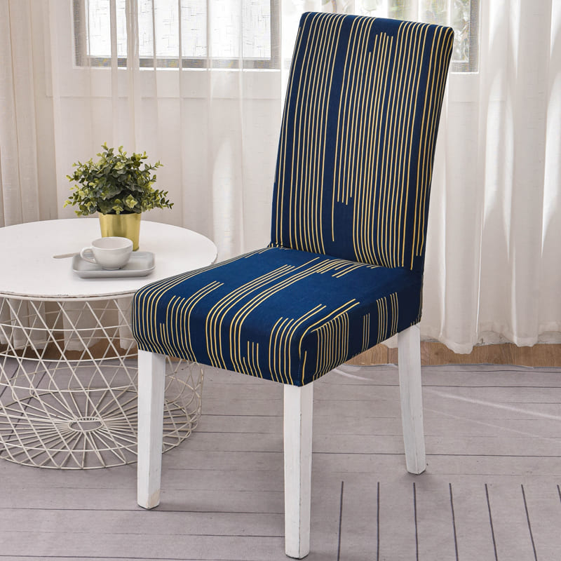Housse de chaise <br> bleu royal et or