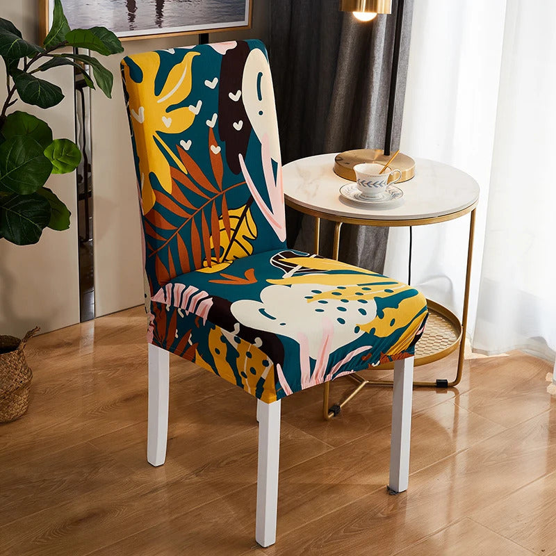 Housse de Chaise Extensible <br> Florale Jaune