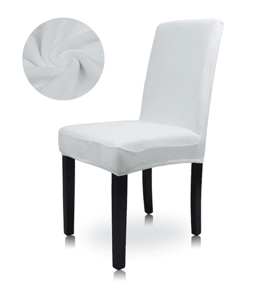 Housse de Chaise Extensible <br> Velours Blanc
