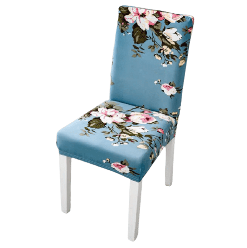 Housse de chaise <br> Fleurie Bleue