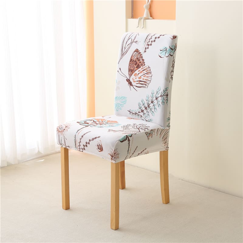 Housse de chaise <br> fleurs et papillon