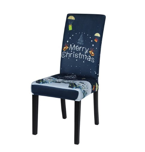 Housse de chaise <br> Merry Christmas Bleu Marine