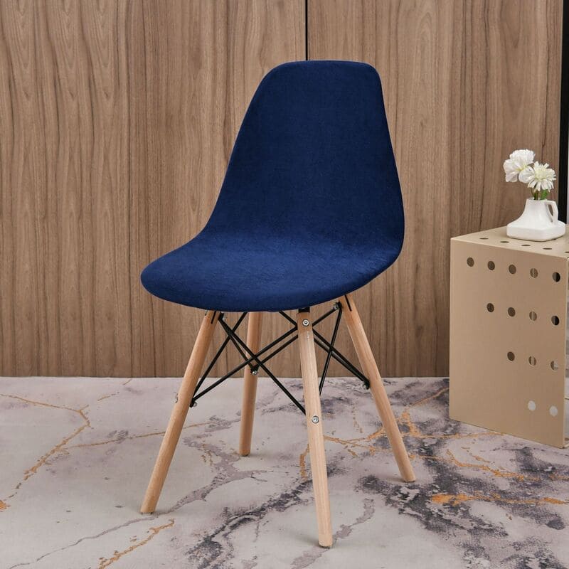 Housse chaise Scandinave <br> Velours Bleu Marine