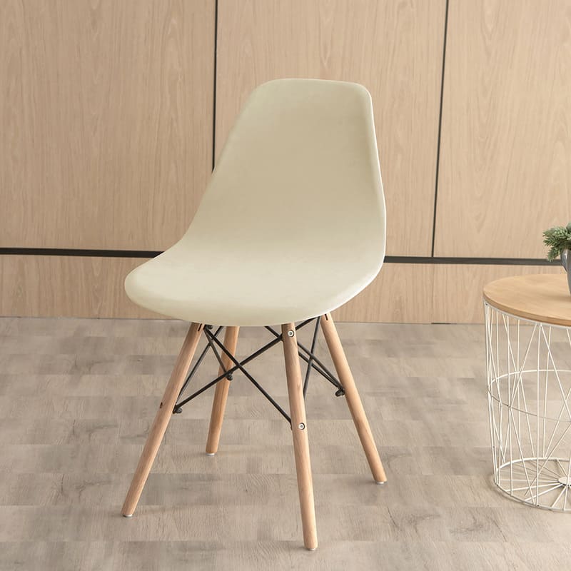 Housse chaise Scandinave <br> Velours Crème