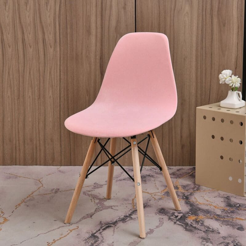 Housse chaise Scandinave <br> Velours Rose