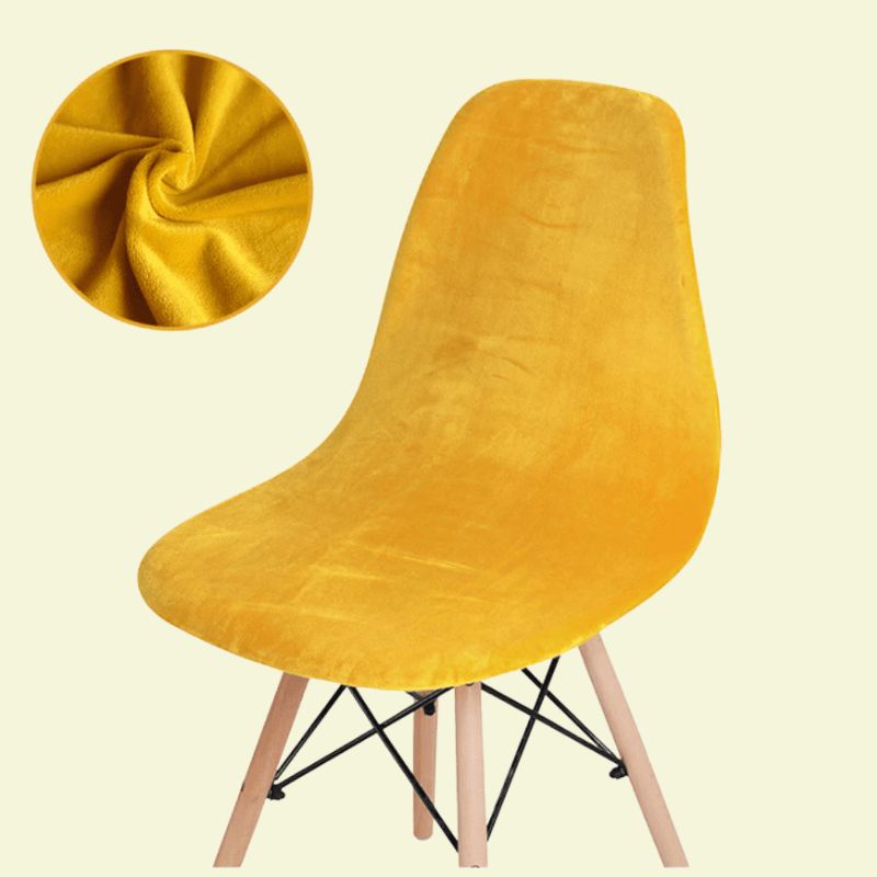 Housse chaise Scandinave <br> Velours Jaune Moutarde