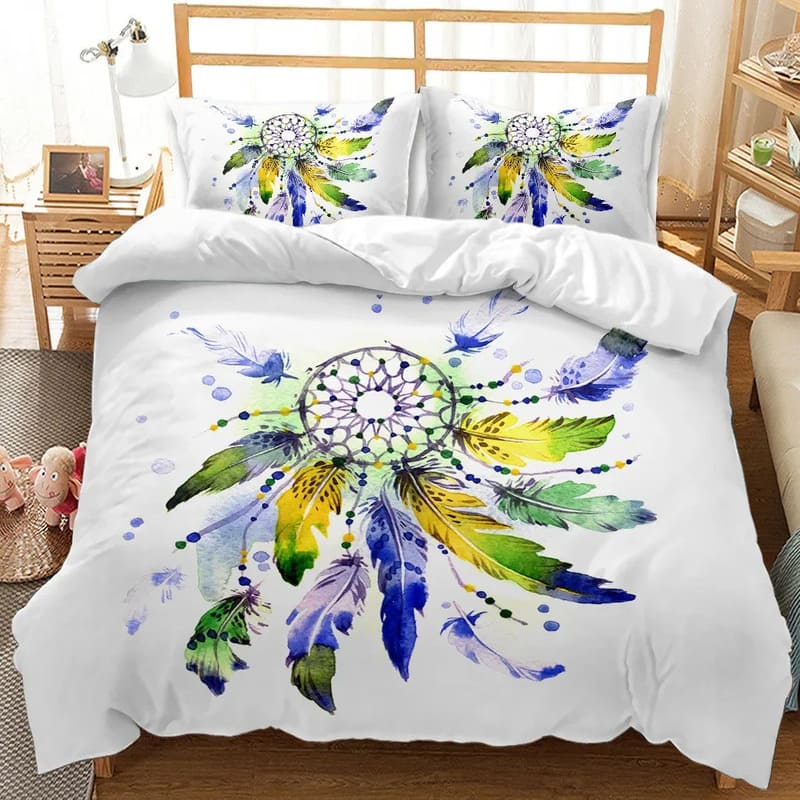 Housse de Couette Attrape Rêve<br> Plumes Multicolores