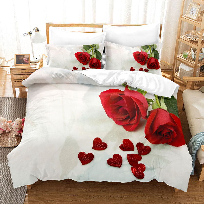 Housse de Couette Florale <br> Rouge