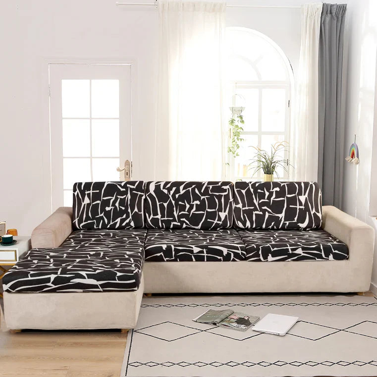 Housse de Coussin Canapé <br> Imprimée Noir et Blanc