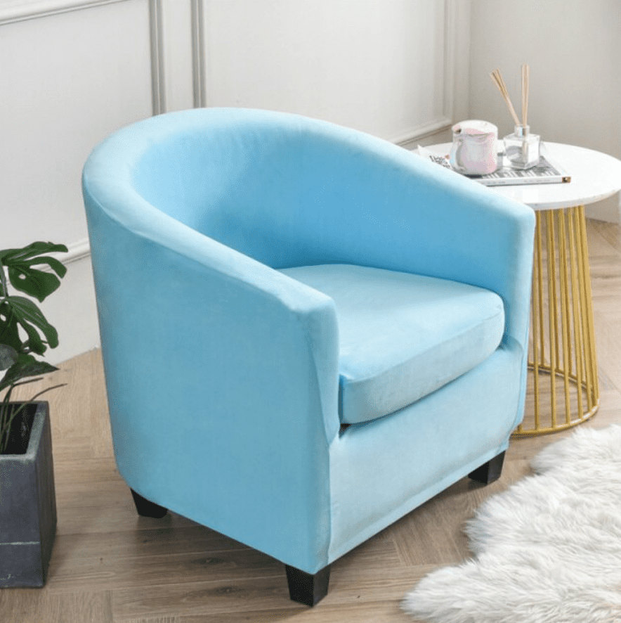 Housse fauteuil Cabriolet <br> Velours Bleu Ciel