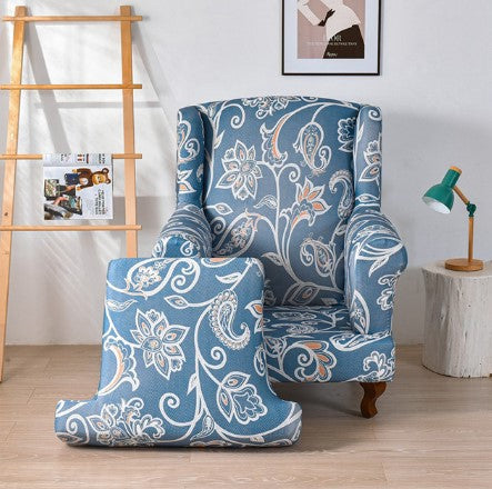 Housse fauteuil Crapaud <br> Fleurie Bleue