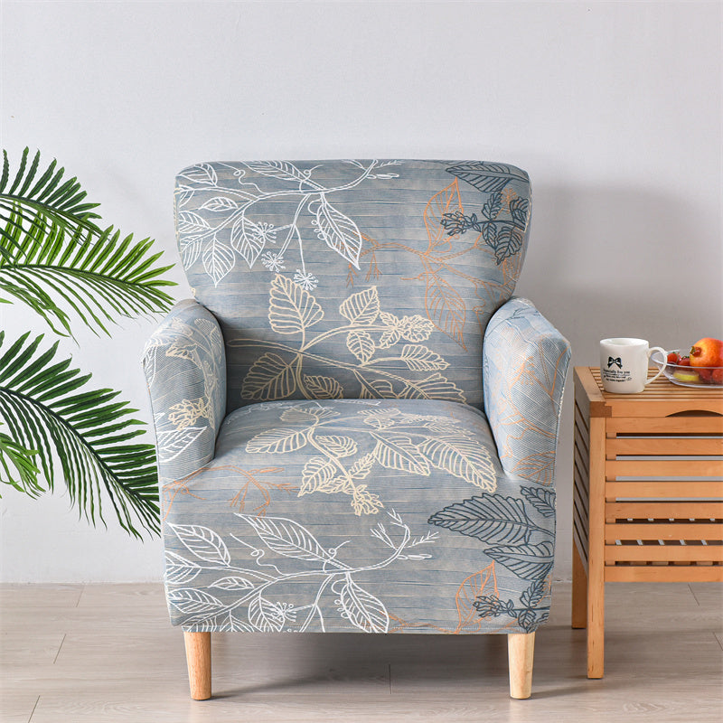 Housse fauteuil Scandinave <br> Fleurie Grise
