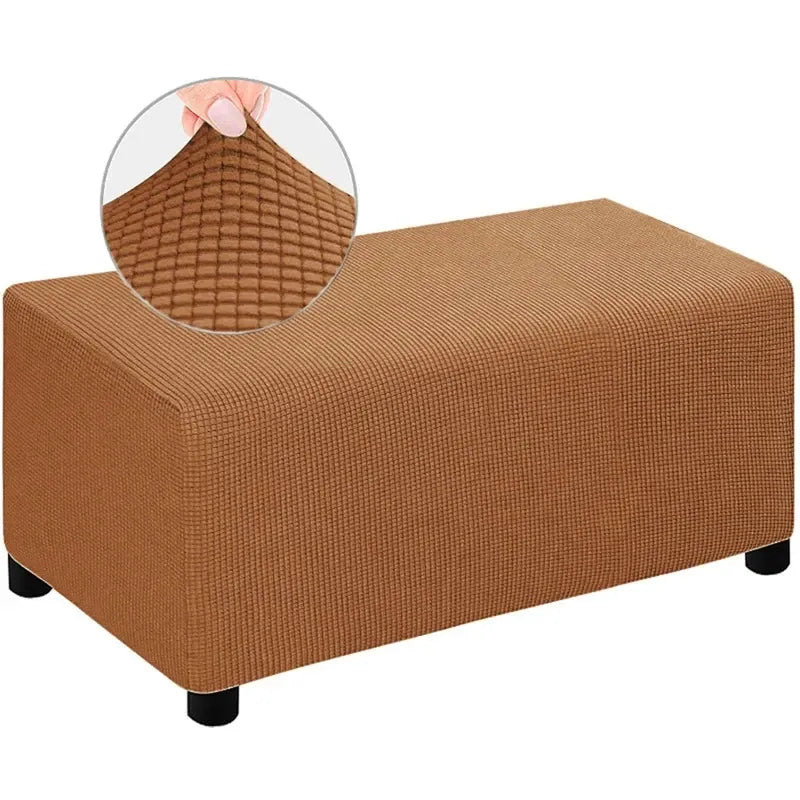 Housse de Pouf Rectangulaire Jacquard Brun