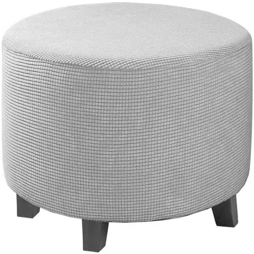 Housse de Pouf Rond en Jacquard Sable