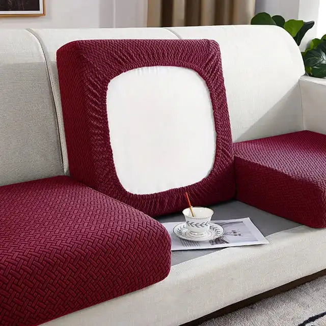 Housses d’assises de canapés en tissu jacquard premium bordeaux
