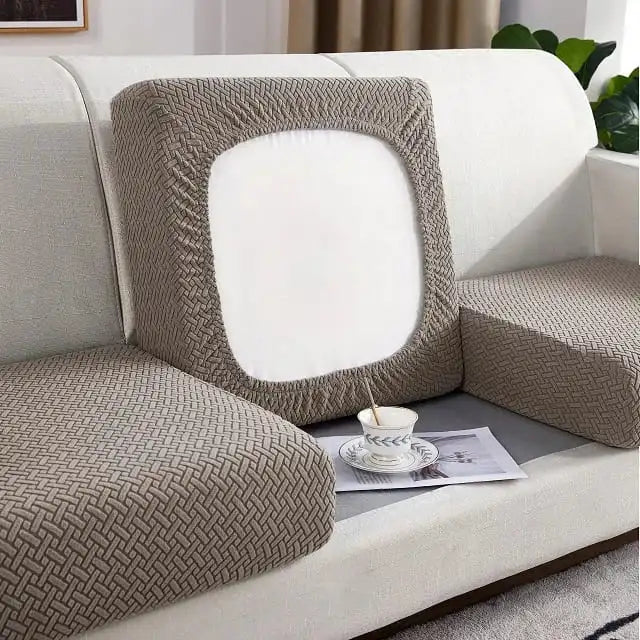 Housses d’assises de canapés en tissu jacquard premium gris clair