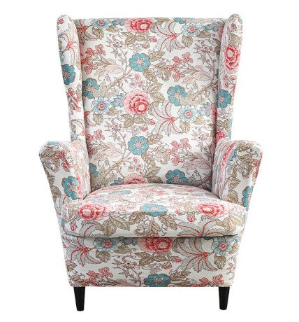 Housse fauteuil <br> Extensible Fleurie Beige