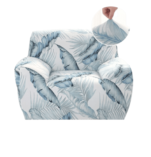Housse fauteuil <br> Fleurie Blanc et Bleu