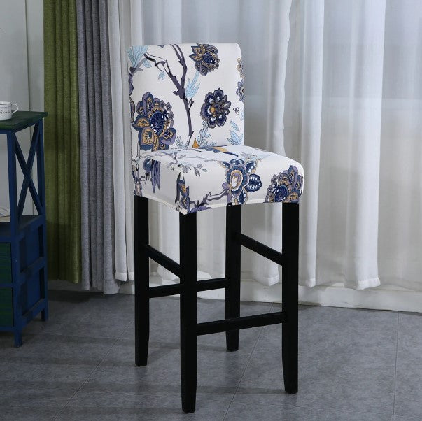 Housse de Tabouret <br> Fleurie Bleu
